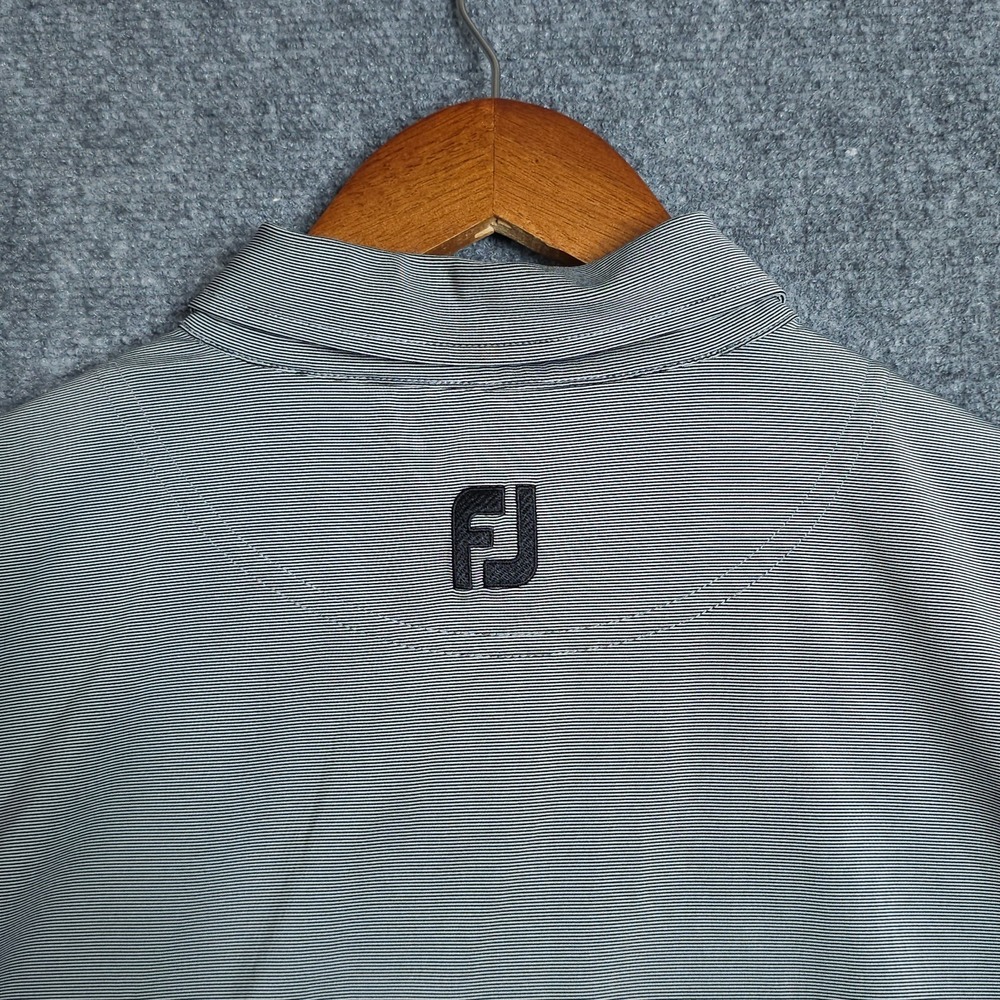 FootJoy FJ Golf Polo Shirt Mens XL Gray Striped Short‎ Sleeve Performance Tech - Picture 5 of 9